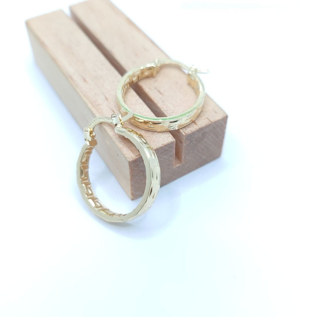 ARETES TEJIDO ARRACADAS TIPO GRECAS 14K 2 GR (NUEVO)