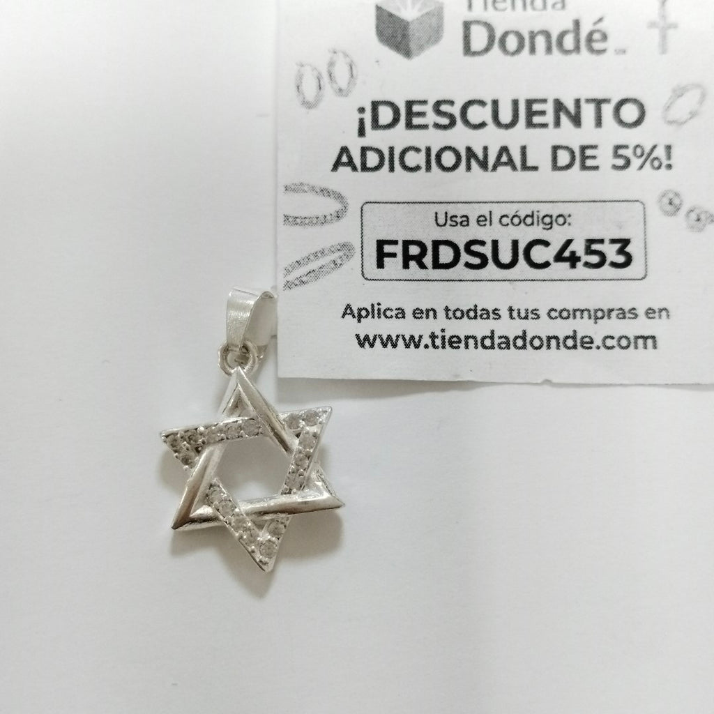 DIJE ESTRELLA DE DAVID C/CIRCONIAS PLATA .925 2.7 GR (NUEVO)