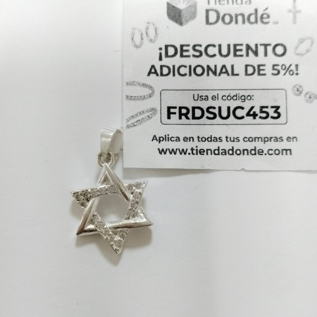 DIJE ESTRELLA DE DAVID C/CIRCONIAS PLATA .925 2.7 GR (NUEVO)