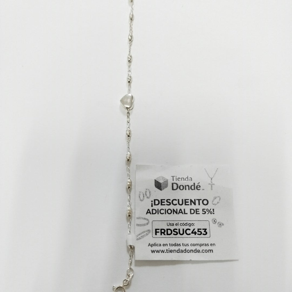 PULSERA TEJIDO CORAZON PLATA .925 18 CM 3.4 GR (NUEVO)