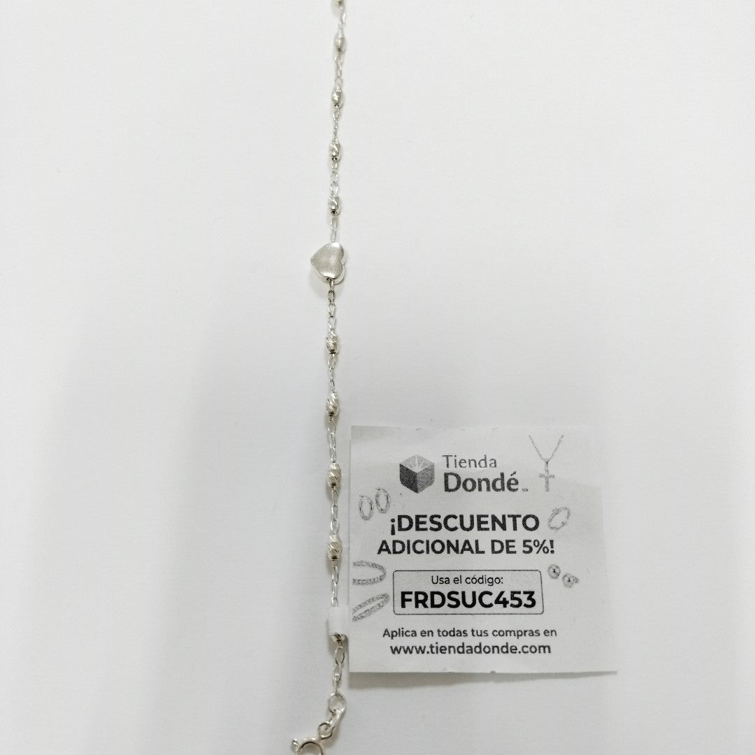 PULSERA TEJIDO CORAZON PLATA .925 18 CM 3.4 GR (NUEVO)