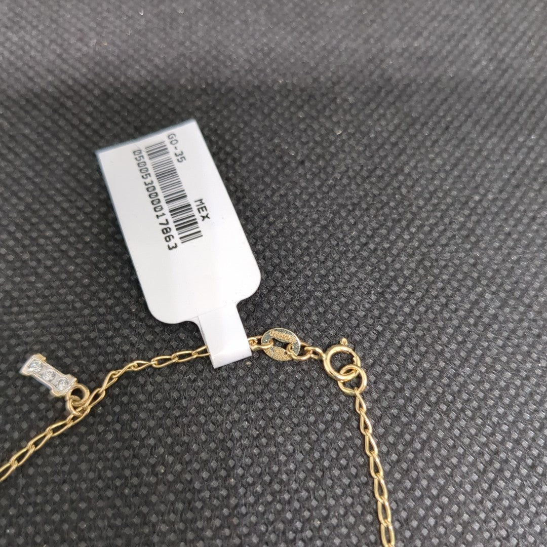 PULSERA ESPECIAL CON DIJES Y CIRCONIAS 14K 18 CM 3.3 GR (NUEVO)