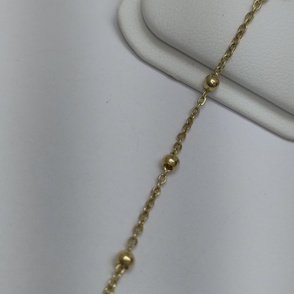PULSERA TEJIDO ESPECIAL FLOR CON CIRCONIA 14K 18 CM 2.5 GR (NUEVO)