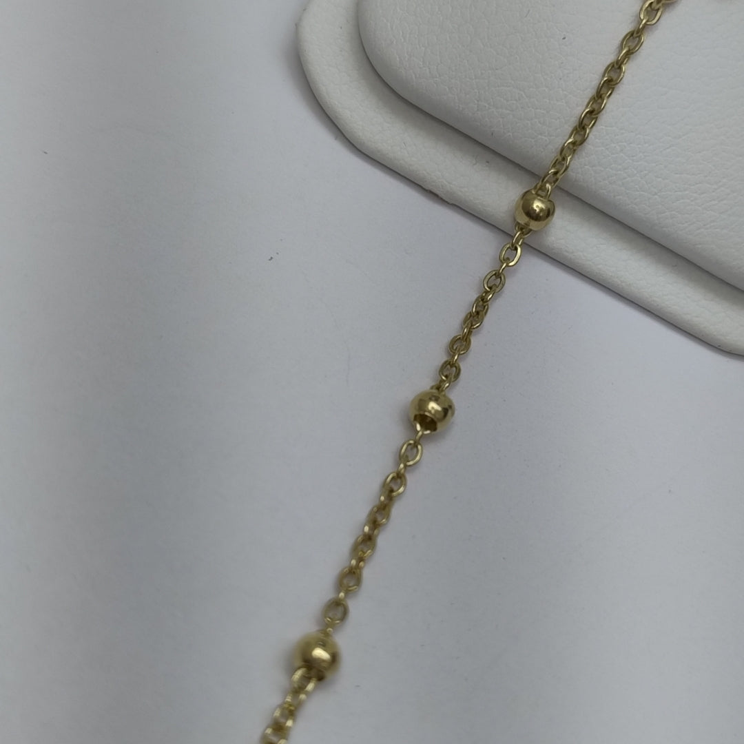 PULSERA TEJIDO ESPECIAL FLOR CON CIRCONIA 14K 18 CM 2.5 GR (NUEVO)