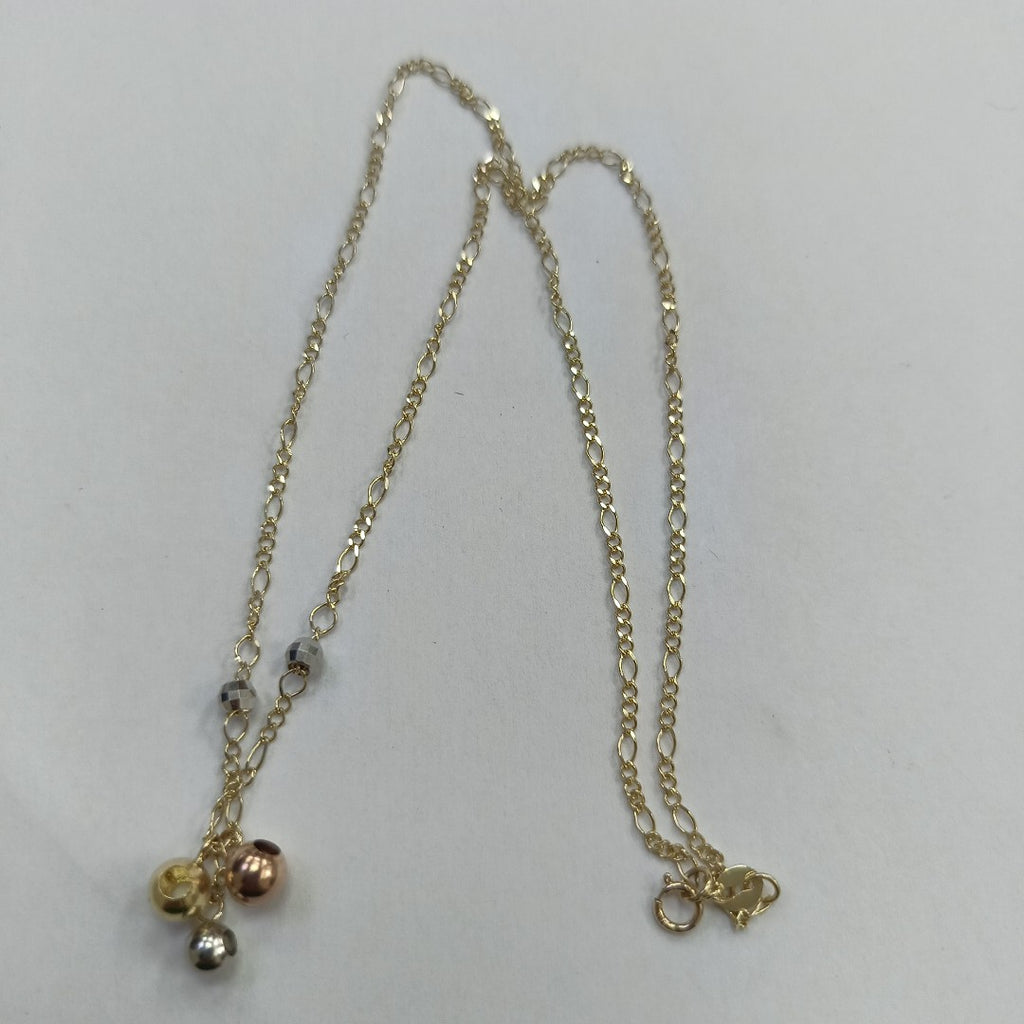 CADENA GARGANTILLA 3X1 CON ESFERAS COMBINADAS 14K 45 CM 3.1 GR (NUEVO)