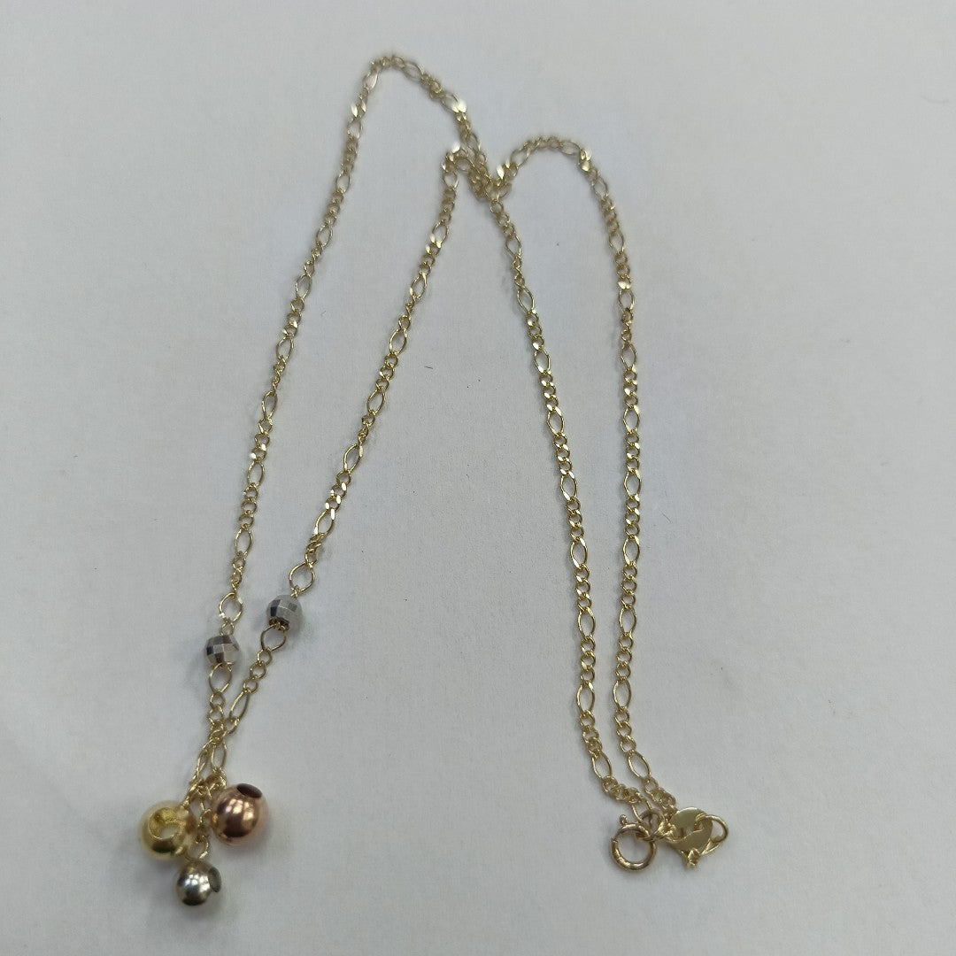 CADENA GARGANTILLA 3X1 CON ESFERAS COMBINADAS 14K 45 CM 3.1 GR (NUEVO)