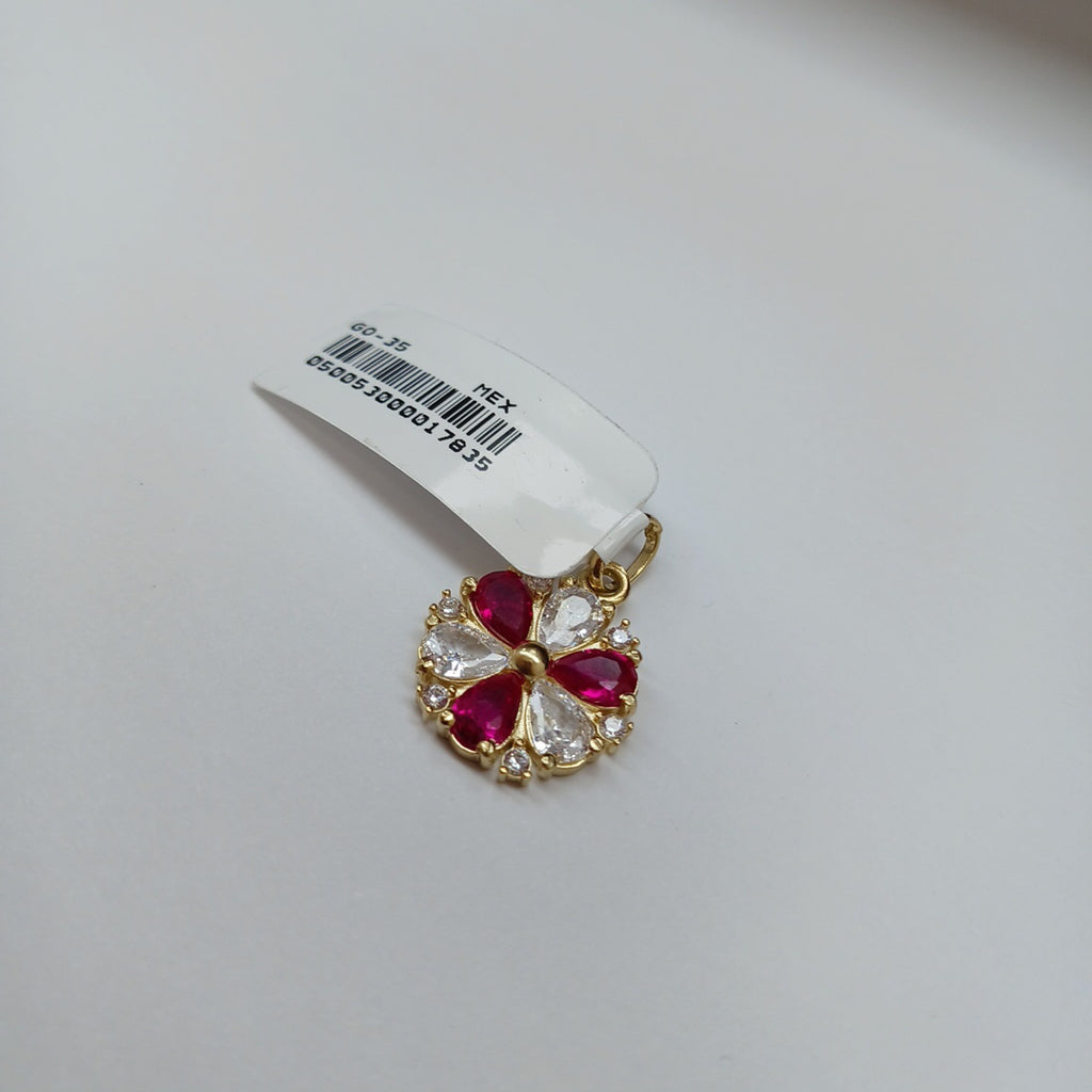 DIJE FLOR CIRCONIAS Y PIEDRAS DE COLOR 14K 2.8 GR (NUEVO)