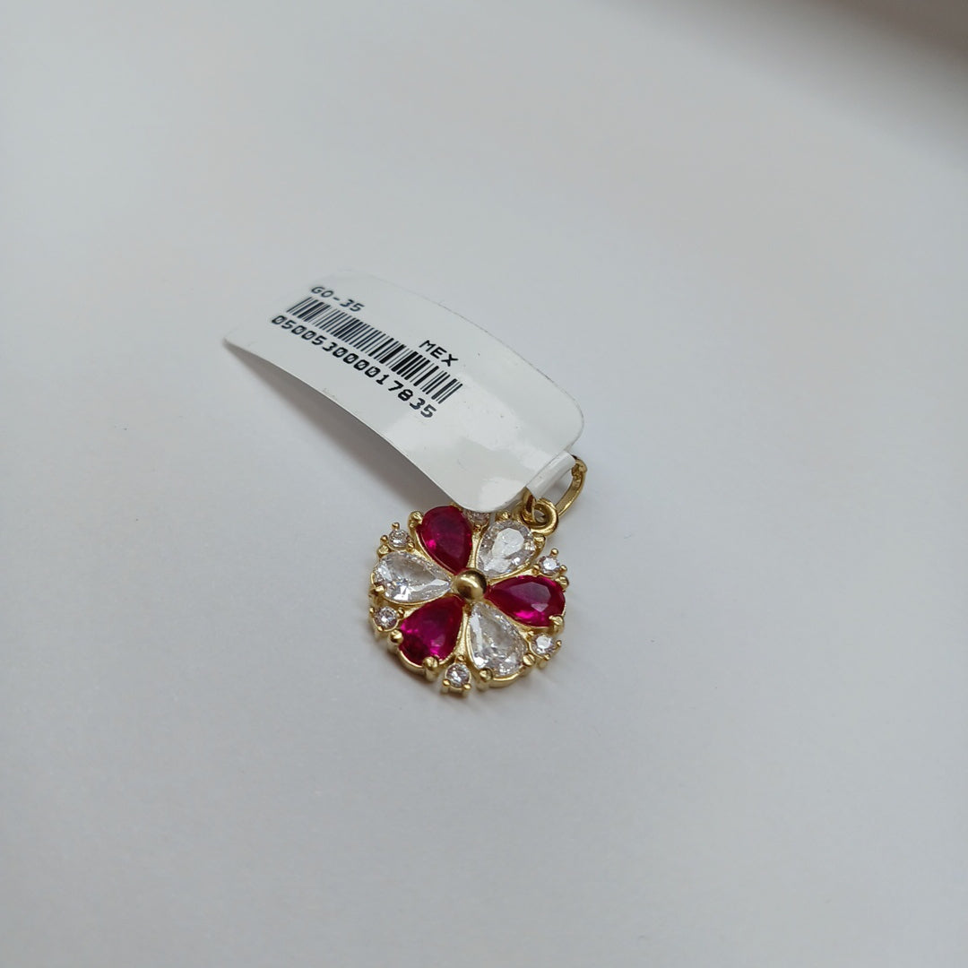 DIJE FLOR CIRCONIAS Y PIEDRAS DE COLOR 14K 2.8 GR (NUEVO)