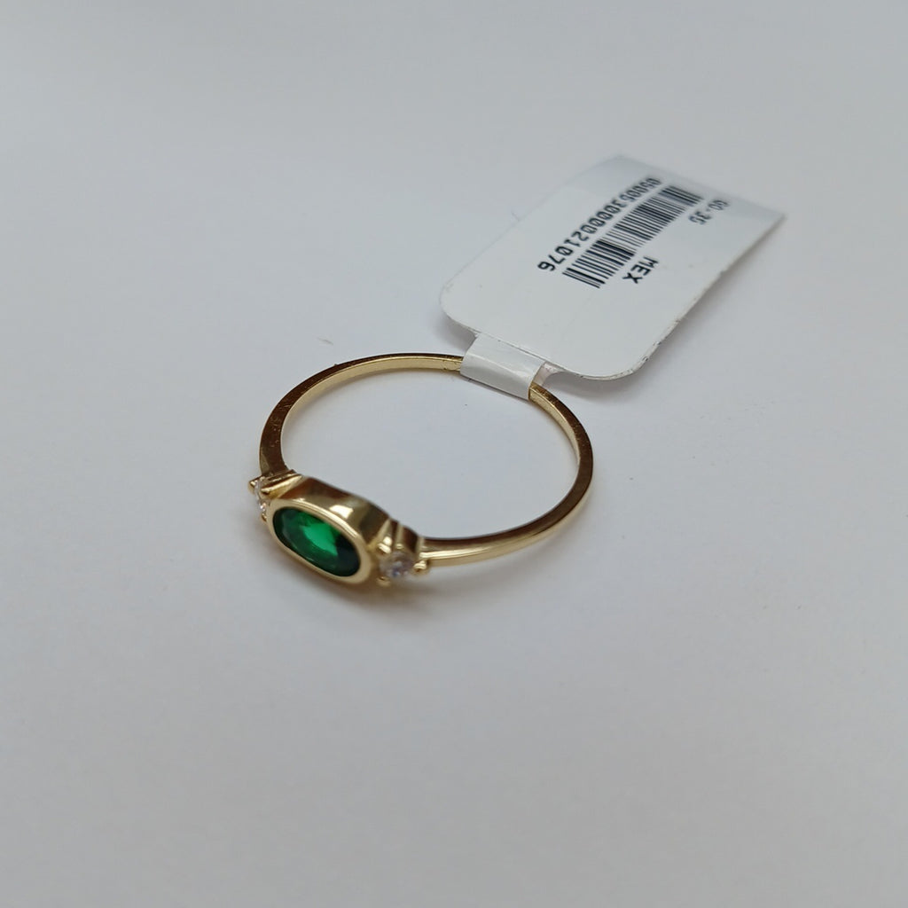 ANILLOS TEJIDO ANILLITO C CIRCONIAS Y PIEDRA VERDE 14K 8 1.2 GR (NUEVO)