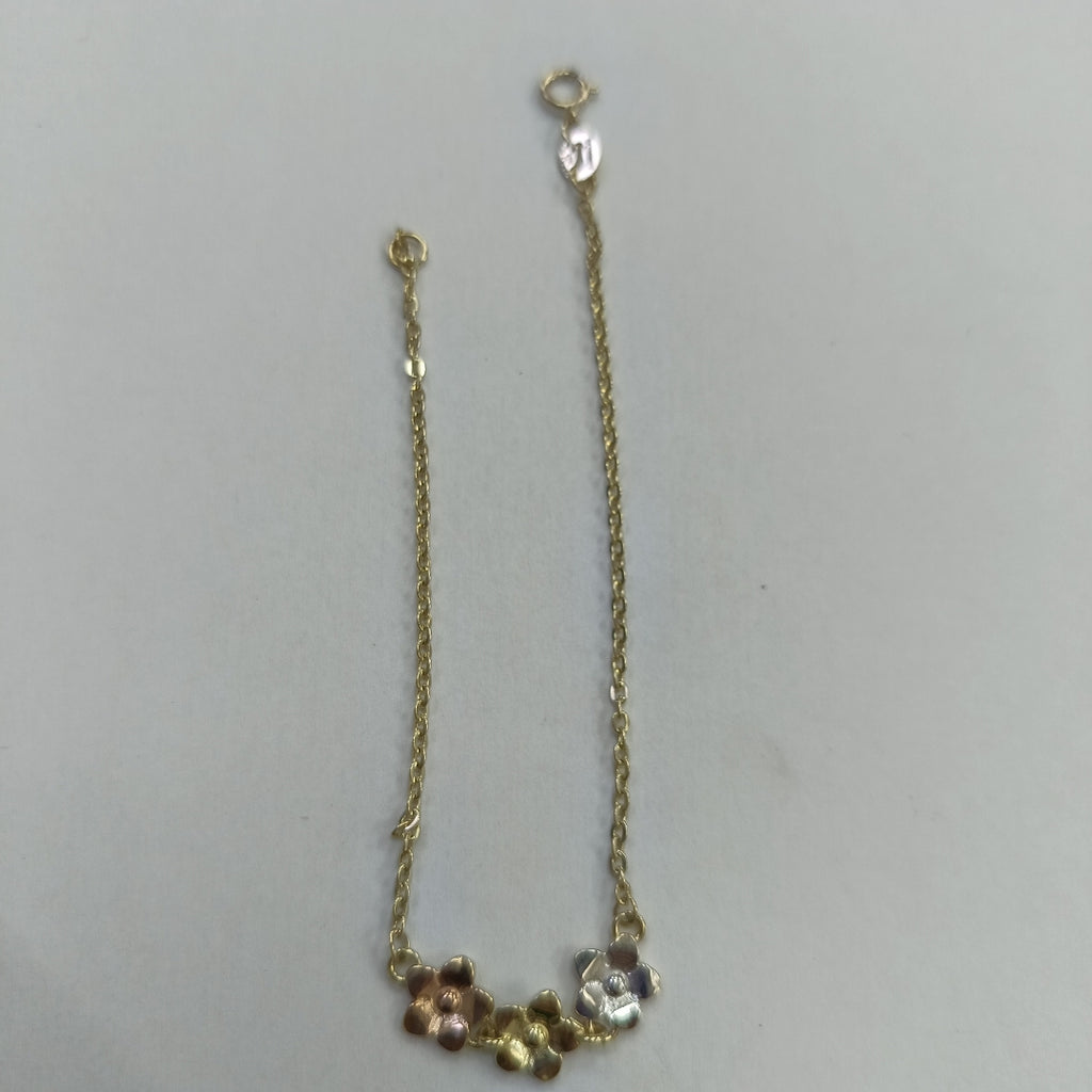 PULSERA TEJIDO ESPECIAL FIG FLORES 14K 18 CM 2.1 GR (NUEVO)