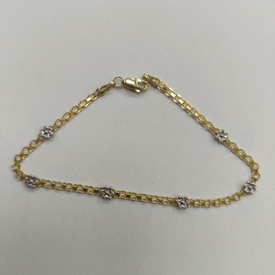 PULSERA ESPECIAL C FLORES 14K 18 CM 2.9 GR (NUEVO)