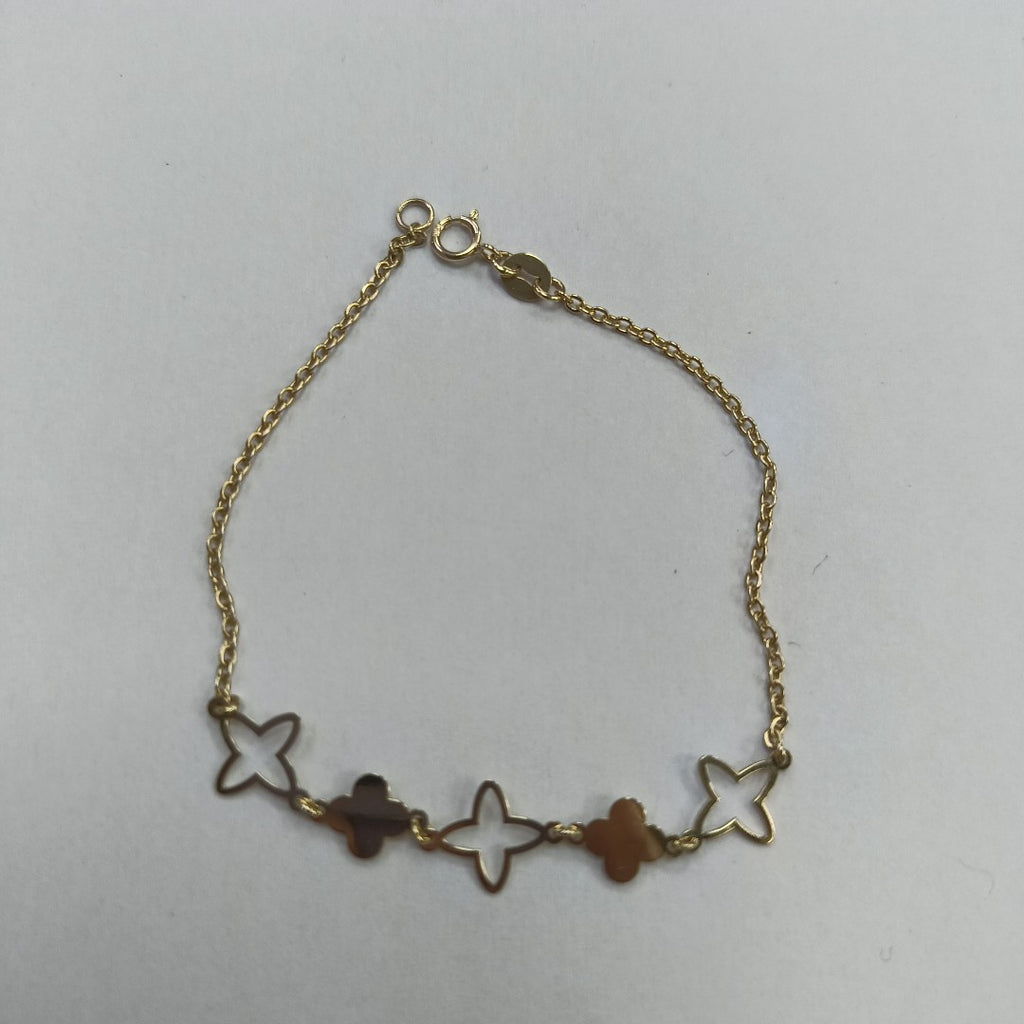 PULSERA TEJIDO ESP CON TREBOL 14K 18 CM 1.6 GR (NUEVO)