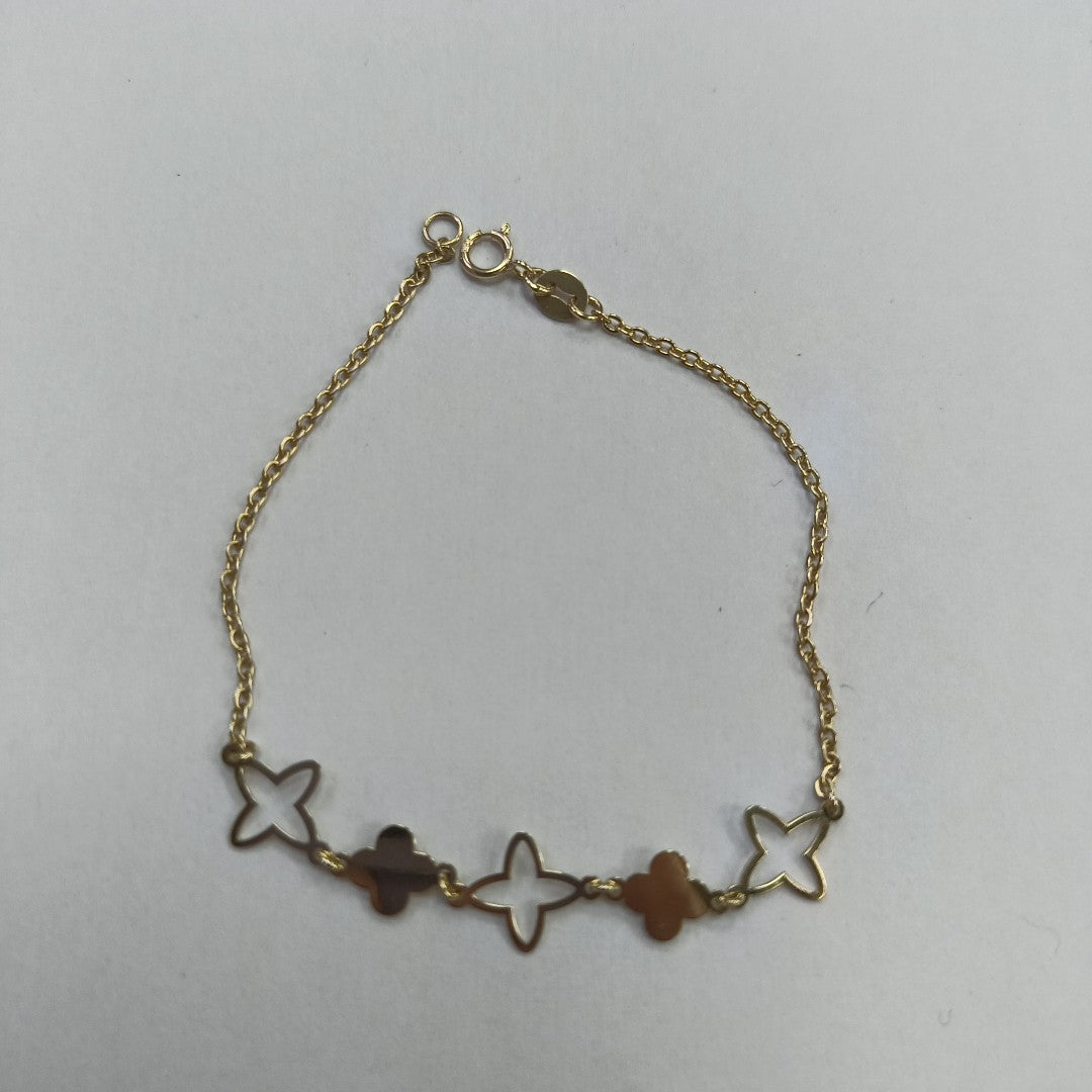 PULSERA TEJIDO ESP CON TREBOL 14K 18 CM 1.6 GR (NUEVO)