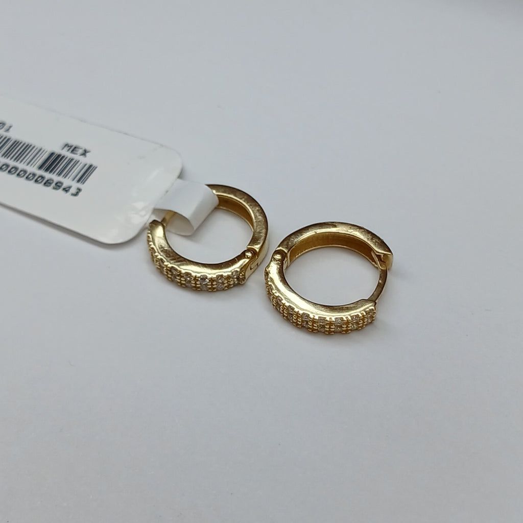 ARETES HUGGIES C CIRCONIAS 14K 1.8 GR (NUEVO)