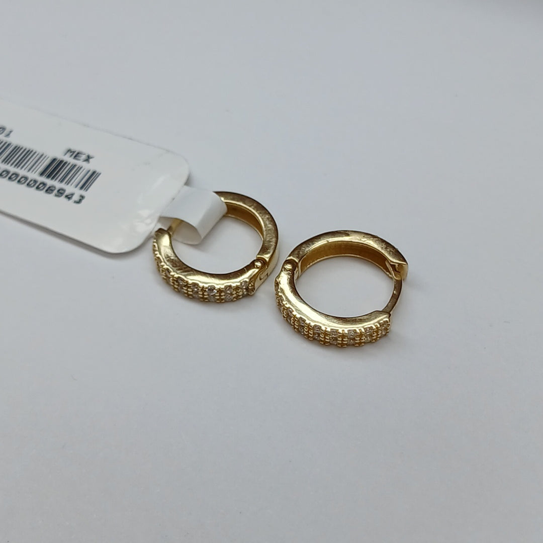 ARETES HUGGIES C CIRCONIAS 14K 1.8 GR (NUEVO)