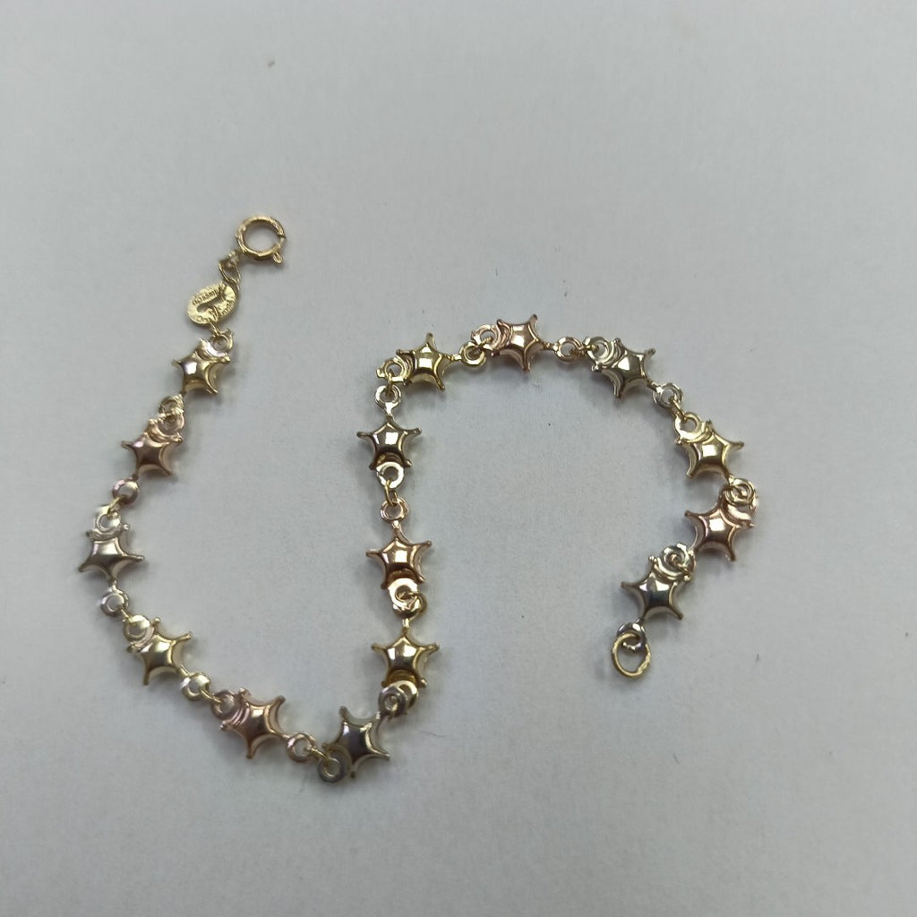 PULSERA TEJIDO ESPECIAL ESTRELLAS COMBINADAS 14K 18 CM 2.3 GR (NUEVO)