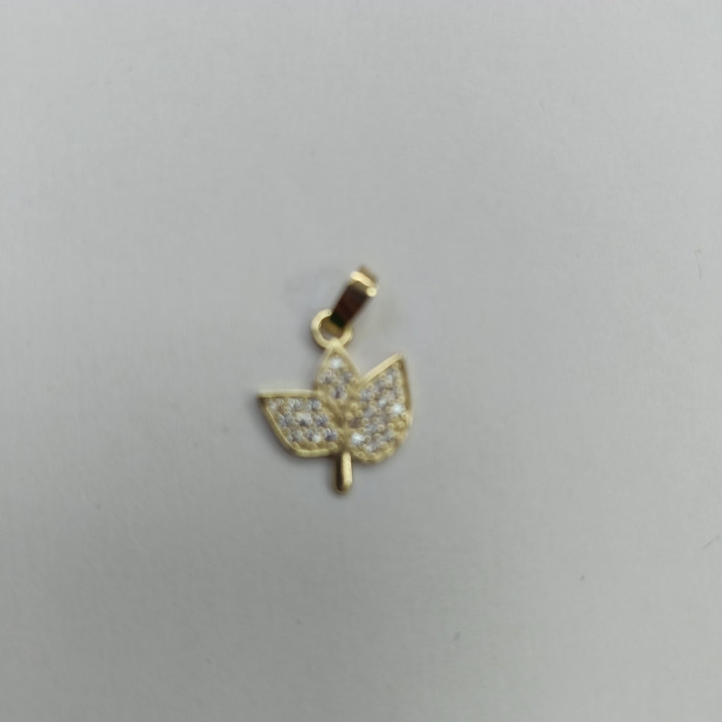DIJE TEJIDO HOJAS CON CIRCONIAS 14K 1 GR (NUEVO)