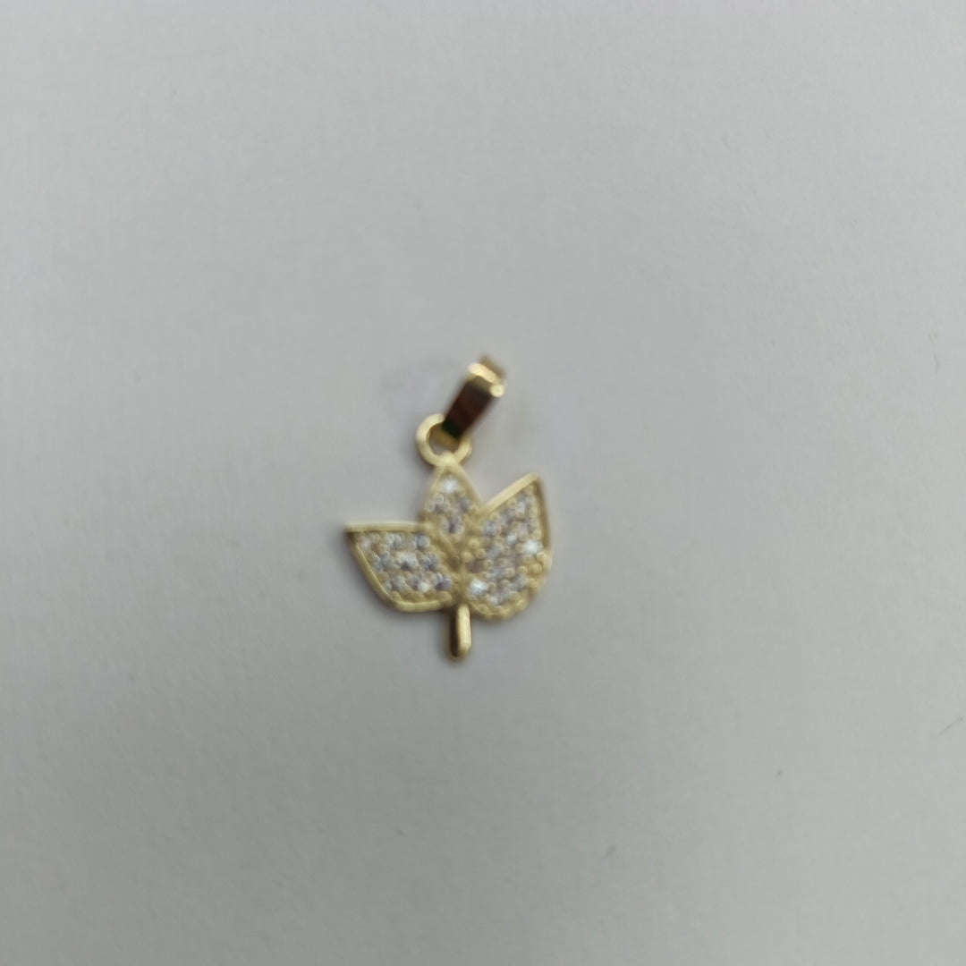 DIJE TEJIDO HOJAS CON CIRCONIAS 14K 1 GR (NUEVO)