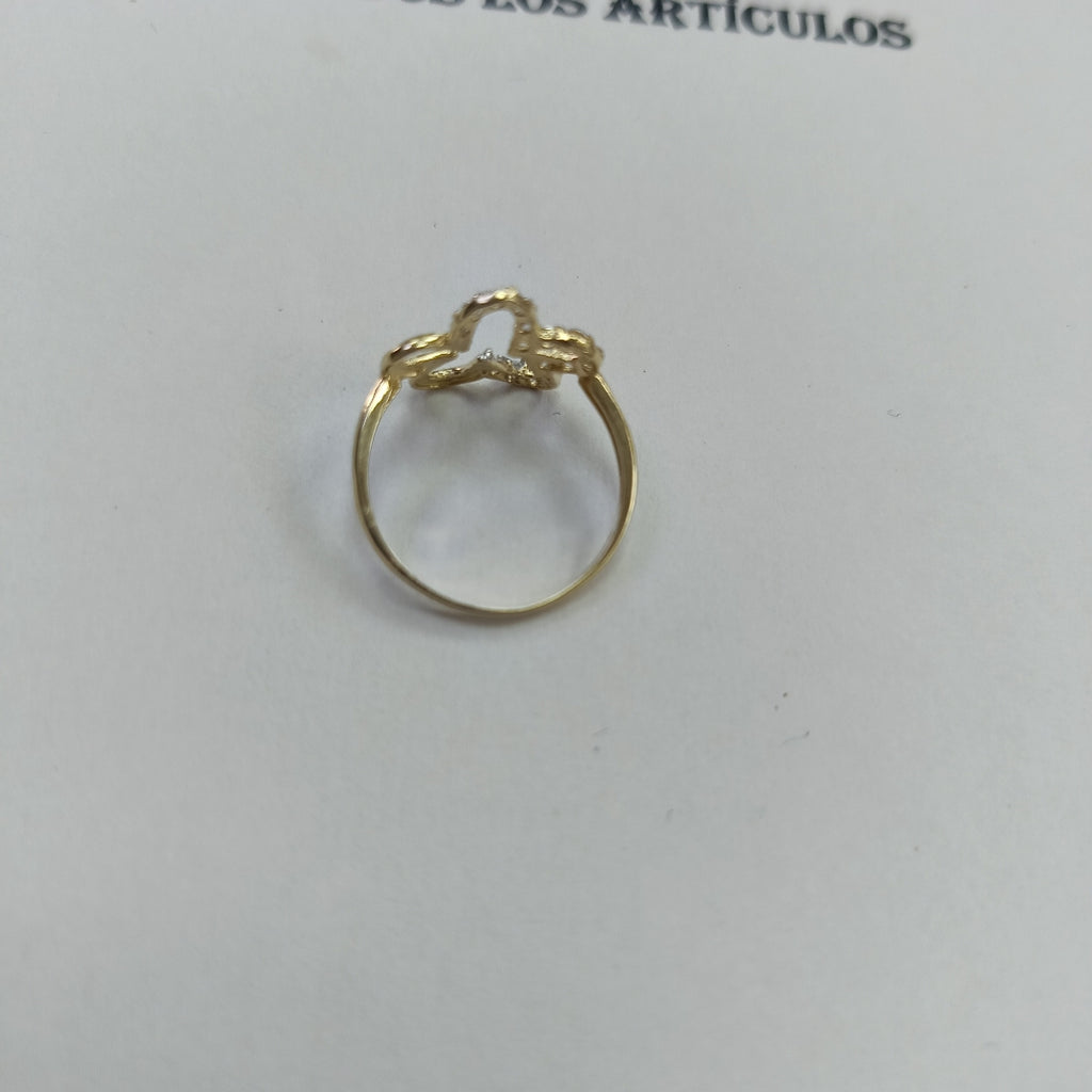 ANILLOS FIG FLOR CON CIRCONIAS 14K TALLA 7 1.4 GR (NUEVO)
