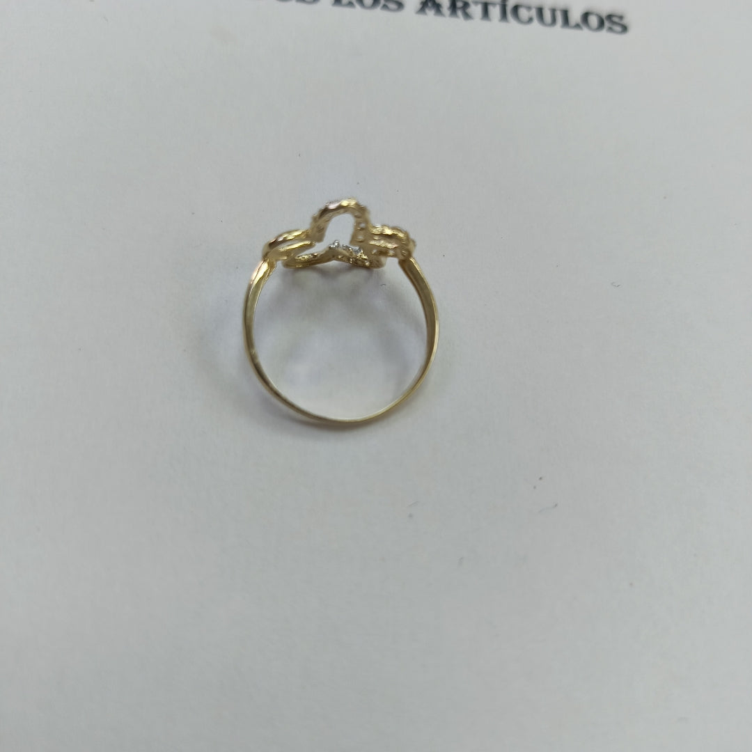 ANILLOS FIG FLOR CON CIRCONIAS 14K TALLA 7 1.4 GR (NUEVO)