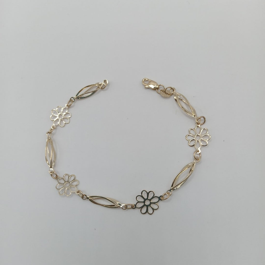 PULSERA ESPECIAL CON FLORES 14K 18 CM 2.7 GR (NUEVO)