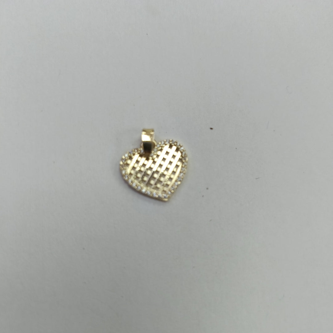 DIJE TEJIDO CORAZON CON CERCO DE CIRCONIAS 14K 1.2 GR (NUEVO)