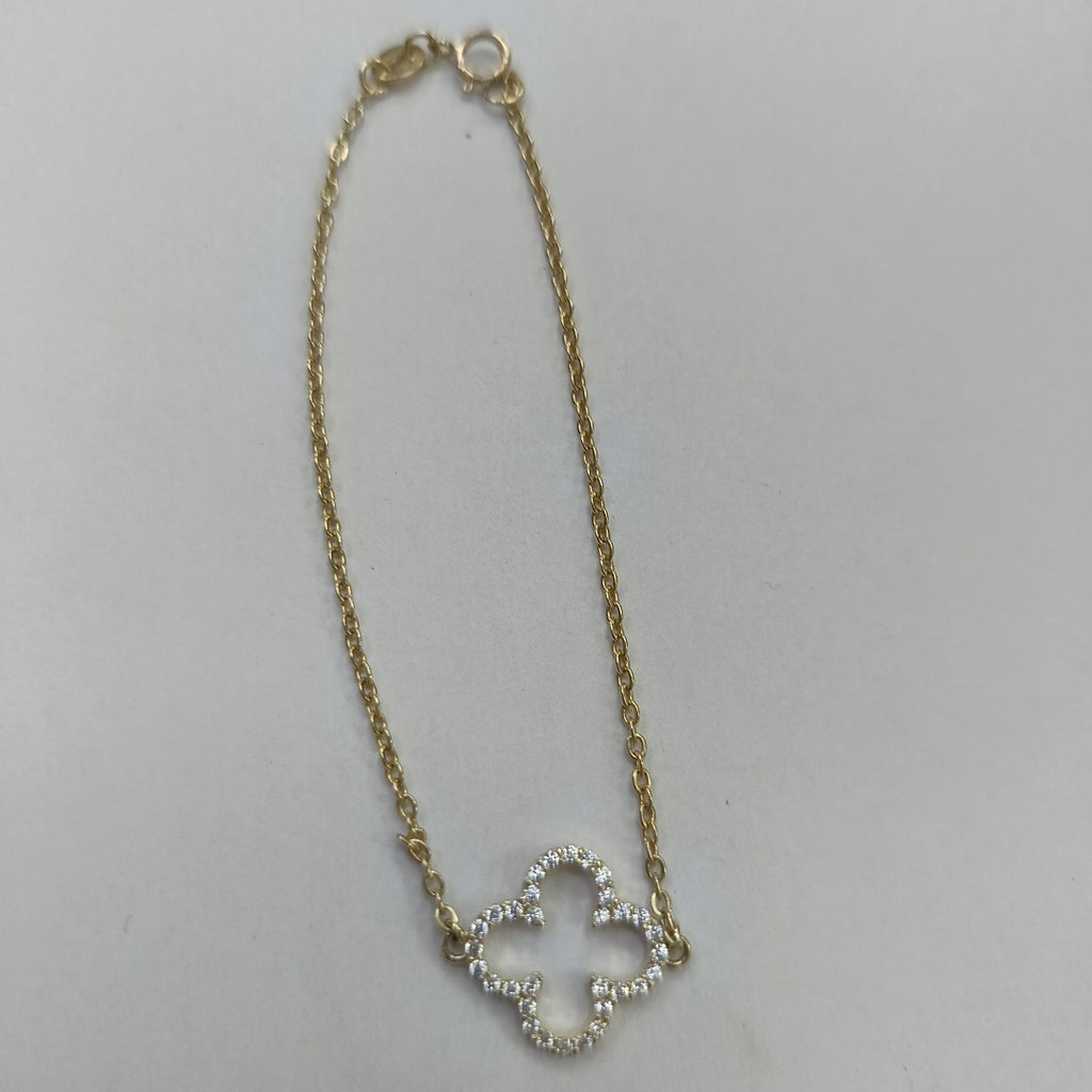 PULSERA TEJIDO ESPECIAL C CIRCONIAS 14K 18 CM 1.8 GR (NUEVO)