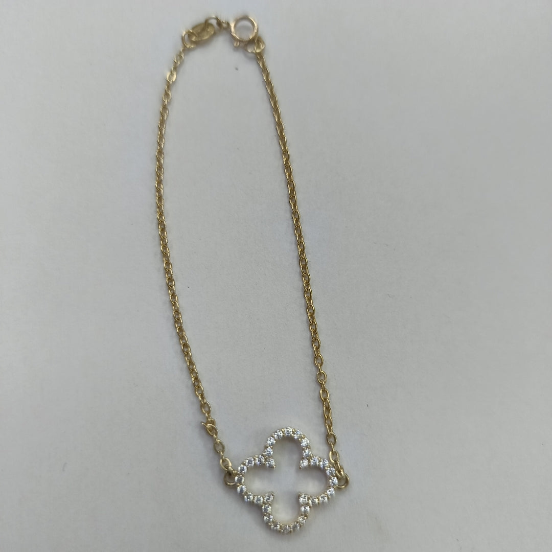 PULSERA TEJIDO ESPECIAL C CIRCONIAS 14K 18 CM 1.8 GR (NUEVO)