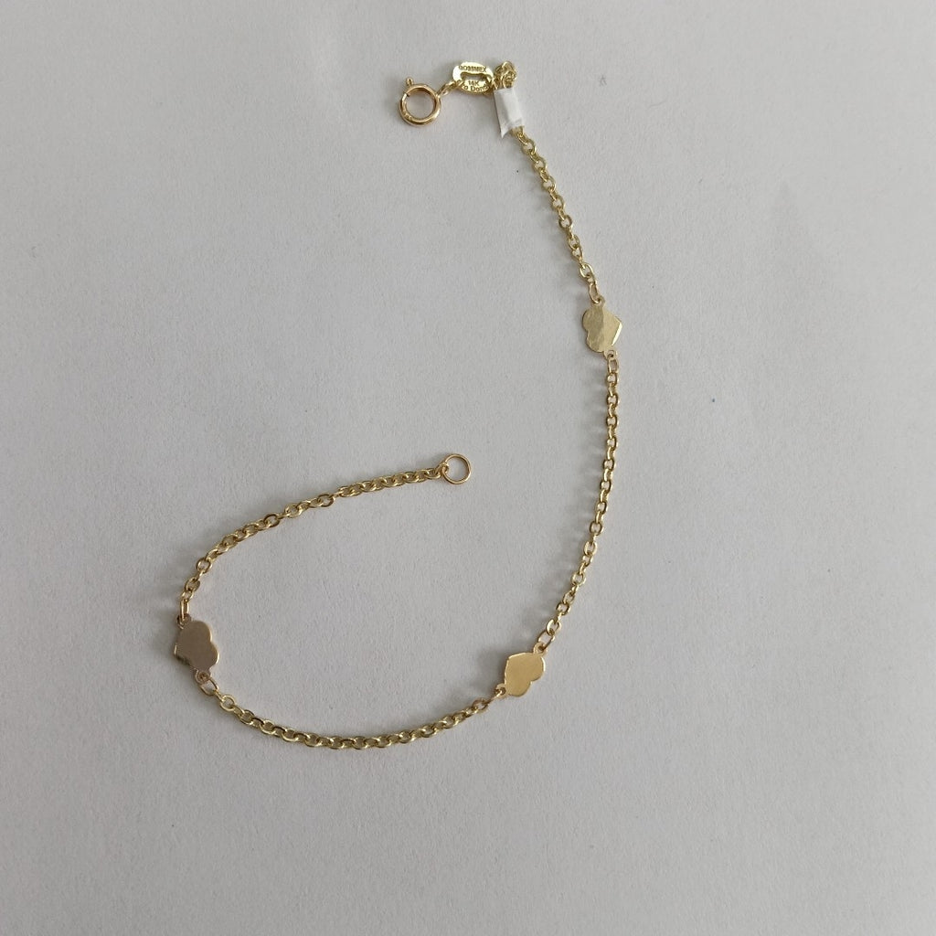 PULSERA TEJIDO ESPECIAL FIG CORAZONES 14K 18 CM 1.3 GR (NUEVO)
