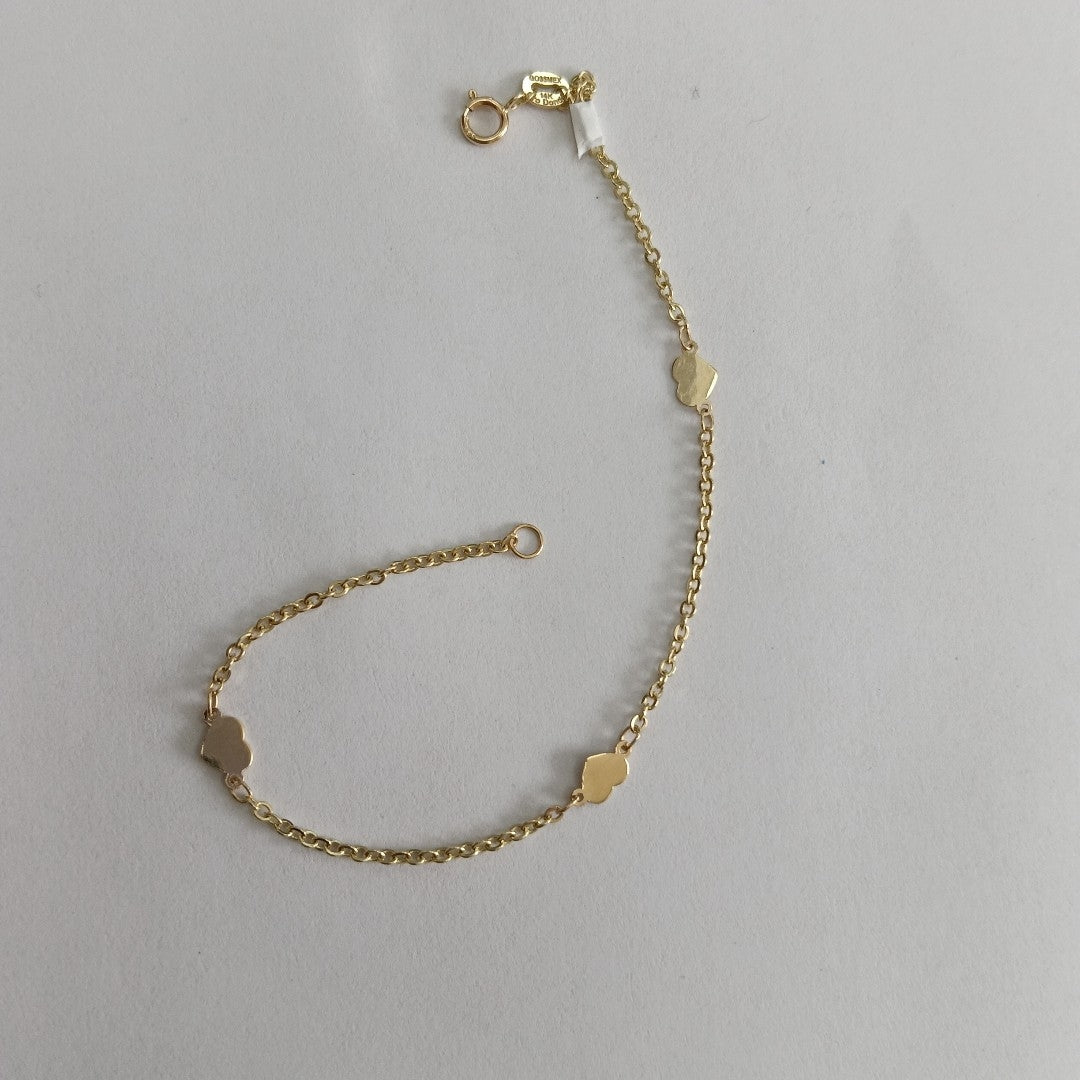 PULSERA TEJIDO ESPECIAL FIG CORAZONES 14K 18 CM 1.3 GR (NUEVO)