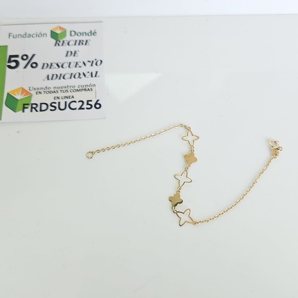 PULSERA TEJIDO ESP CON TREBOL 14K 18 CM 1.6 GR (NUEVO)