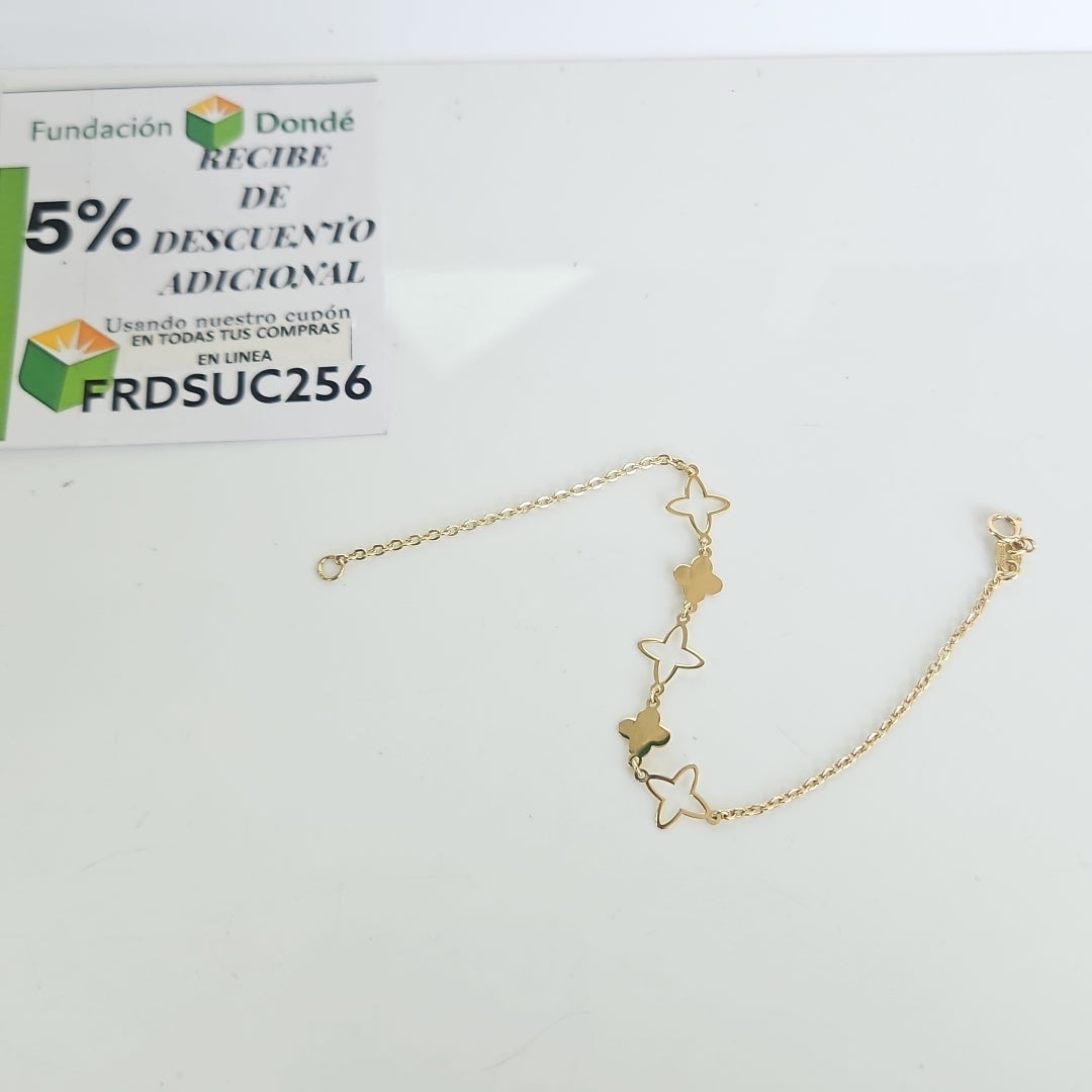 PULSERA TEJIDO ESP CON TREBOL 14K 18 CM 1.6 GR (NUEVO)