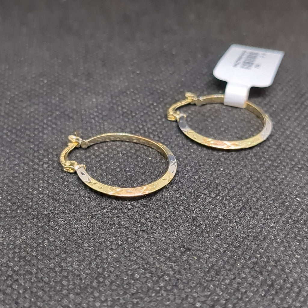 ARETES TEJIDO ARRACADAS BISELADAS COMBINADAS 14K 1.4 GR (NUEVO)