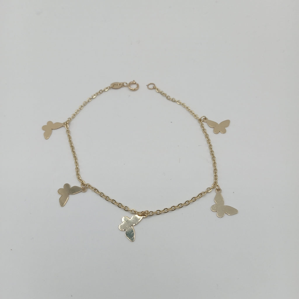 PULSERA ESPECIAL CON MARIPOSAS 14K 18 CM 2.1 GR (NUEVO)