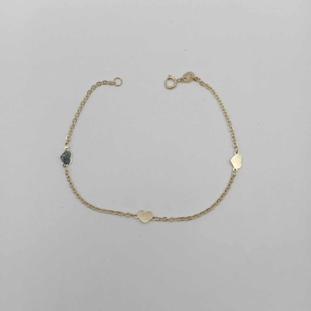 PULSERA TEJIDO ESPECIAL FIG CORAZONES 14K 18 CM 1.3 GR (NUEVO)