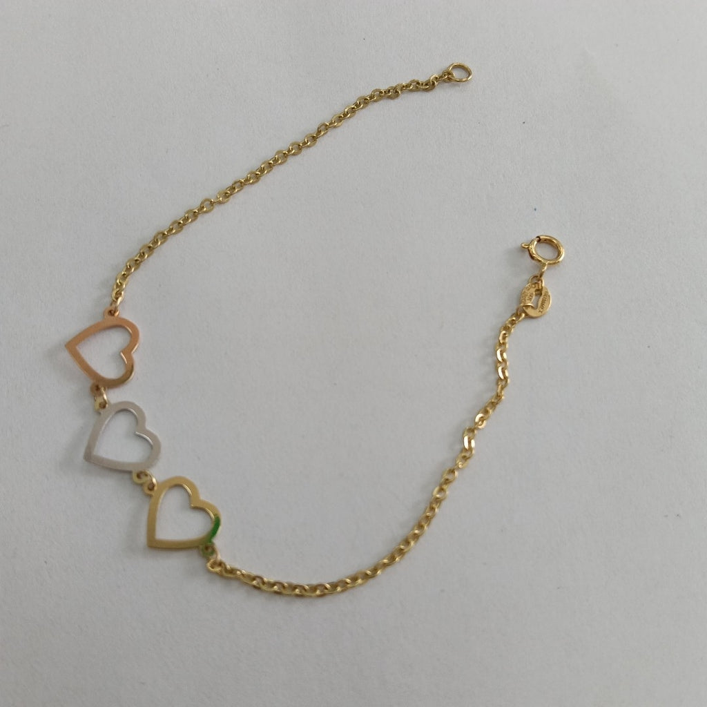 PULSERA ESPECIAL CON CORAZONES 14K 18 CM 1.3 GR (NUEVO)