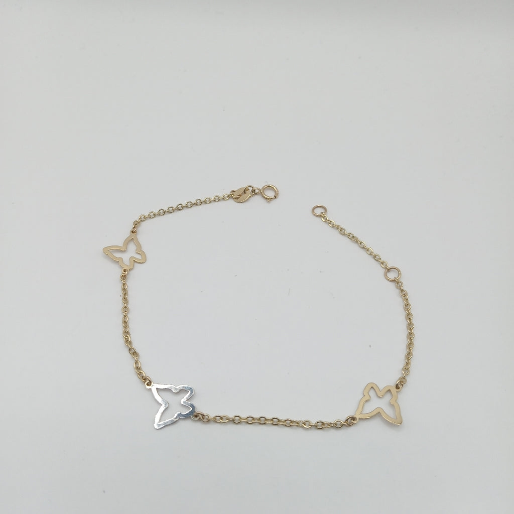 PULSERA ESPECIAL C MARIPOSAS 14K 18 CM 1.7 GR (NUEVO)