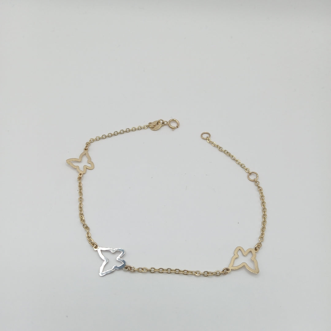 PULSERA ESPECIAL C MARIPOSAS 14K 18 CM 1.7 GR (NUEVO)
