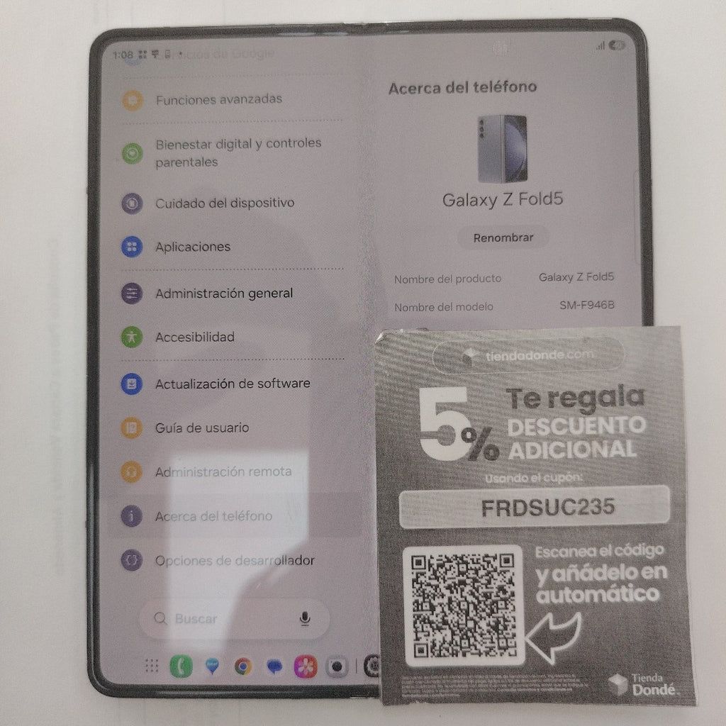 CELULAR SAMSUNG GALAXY Z FOLD5 SM-F946B (2023) 512 GB 12 GB RAM (SEMINUEVO)