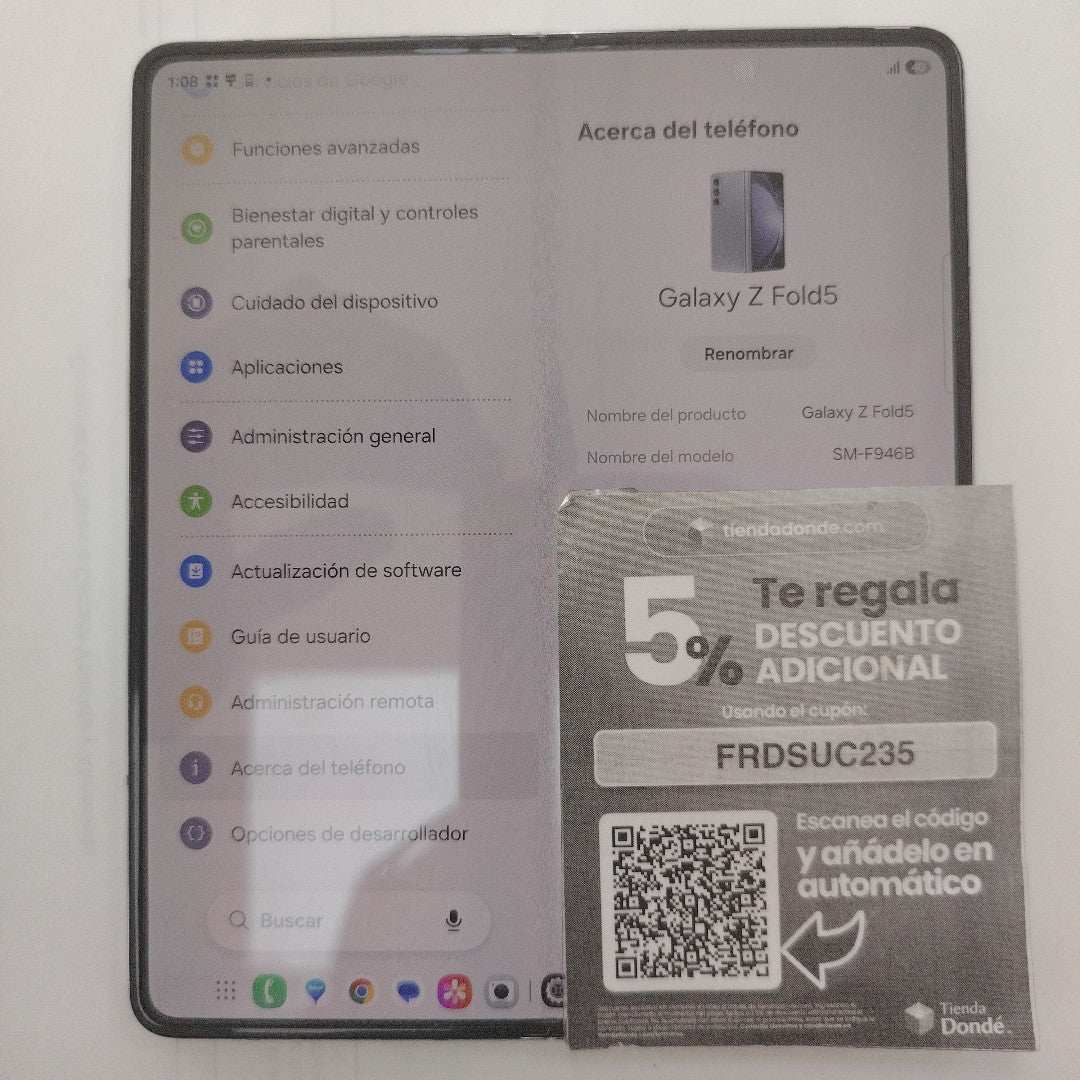 CELULAR SAMSUNG GALAXY Z FOLD5 SM-F946B (2023) 512 GB 12 GB RAM (SEMINUEVO)