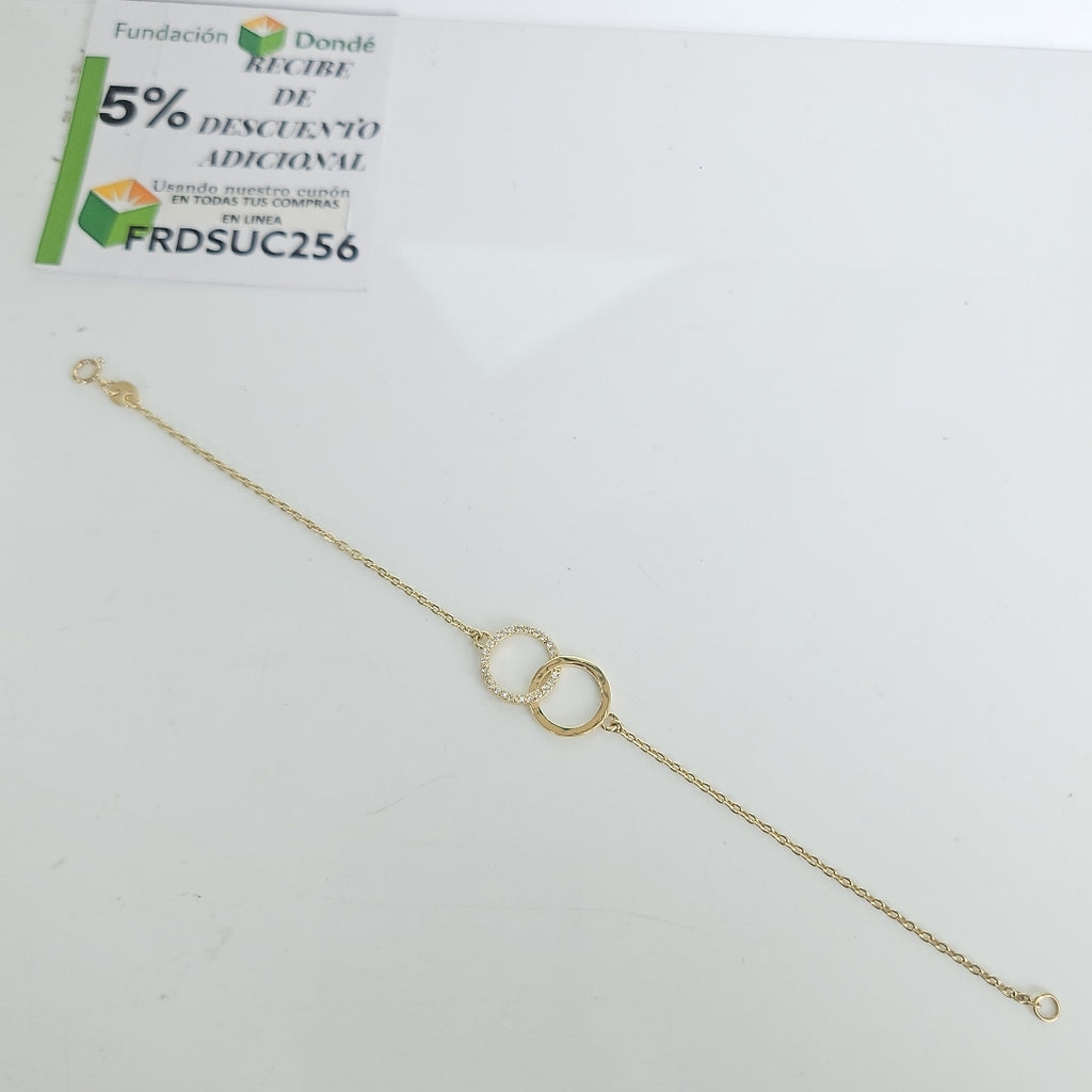PULSERA TEJIDO ESPECIAL FIG AROS UNIDOS C CIRCS 14K 18 CM 2.1 GR (NUEVO)