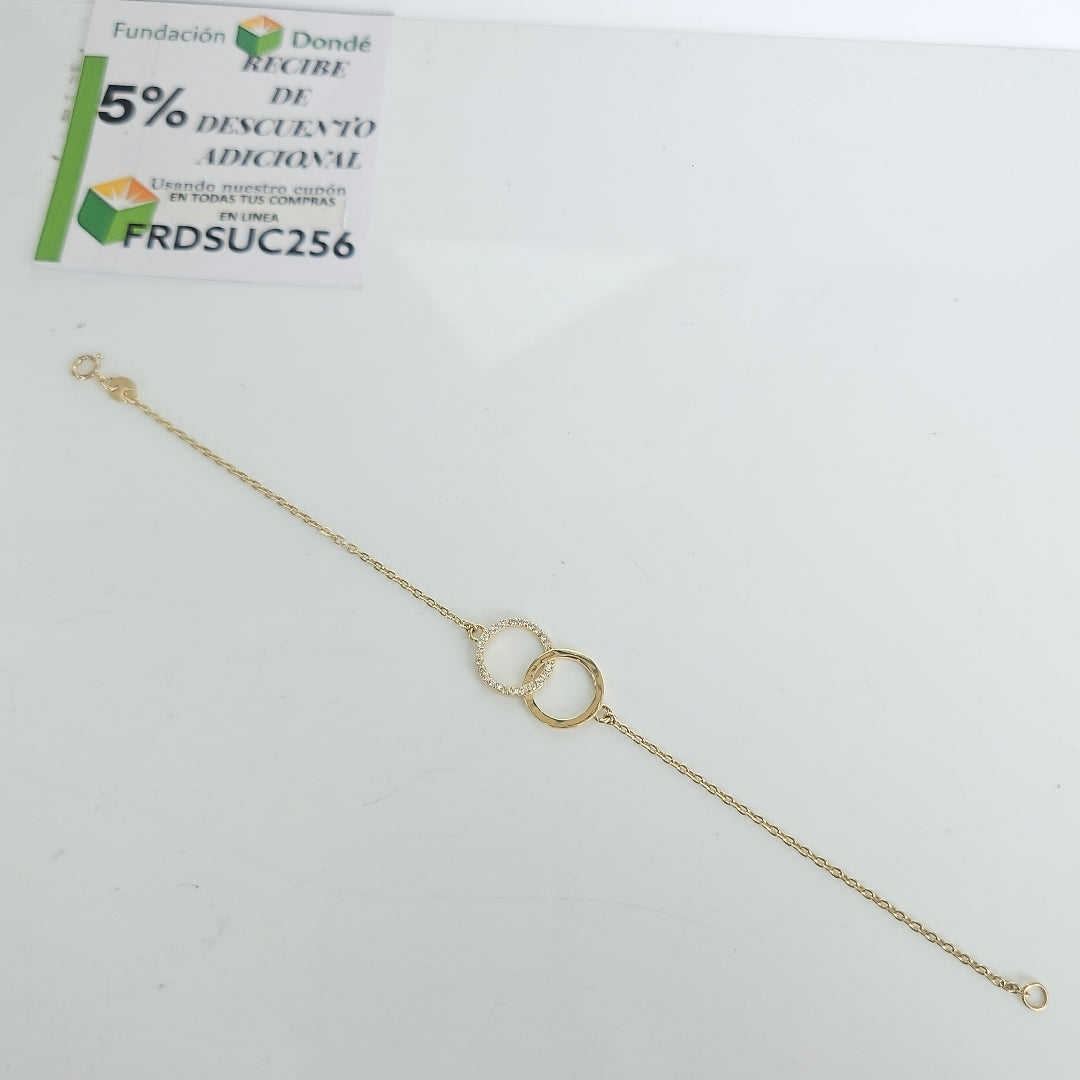PULSERA TEJIDO ESPECIAL FIG AROS UNIDOS C CIRCS 14K 18 CM 2.1 GR (NUEVO)