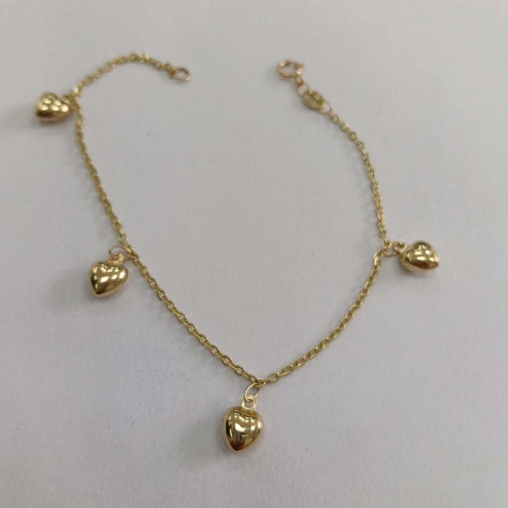 PULSERA ESP CON FIG CORAZONES 14K 18 CM 1.8 GR (NUEVO)
