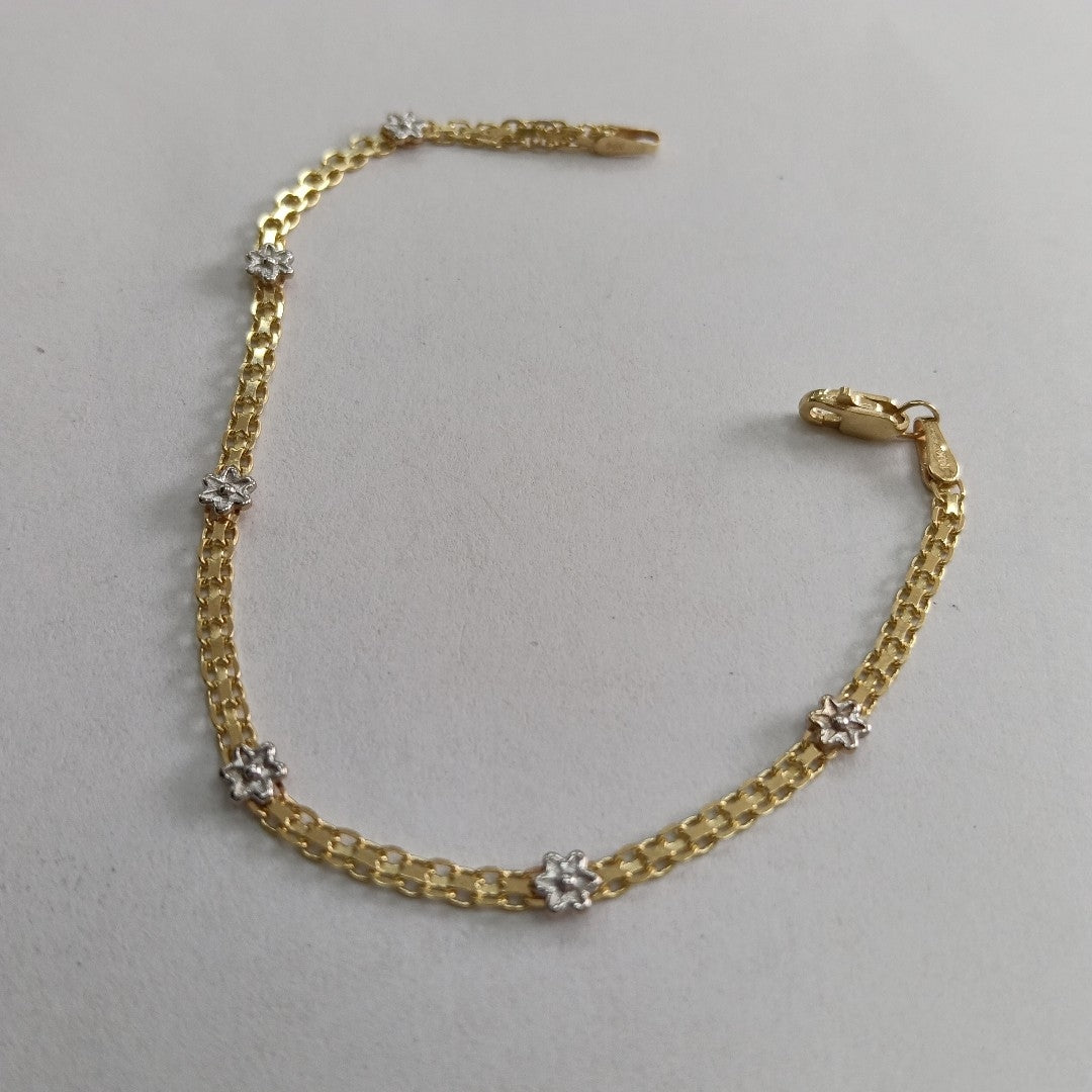PULSERA ESPECIAL C FLORES 14K 18 CM 2.9 GR (NUEVO)