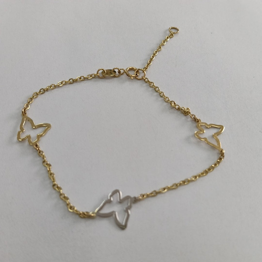 PULSERA ESPECIAL C MARIPOSAS 14K 18 CM 1.7 GR (NUEVO)