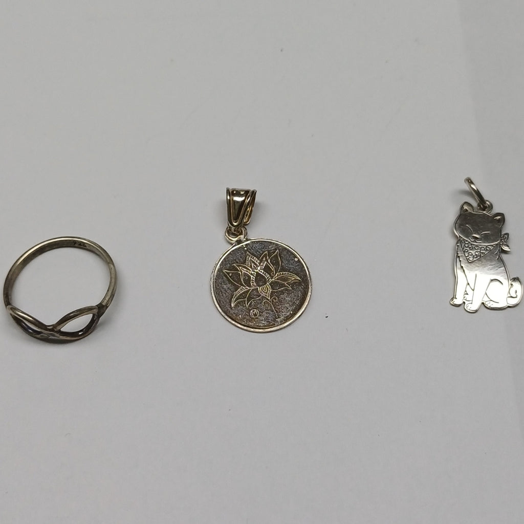 ANILLITO,ARRACADAS PAR,DIJE PLATA 11,00 GRMS (SEMINUEVO)