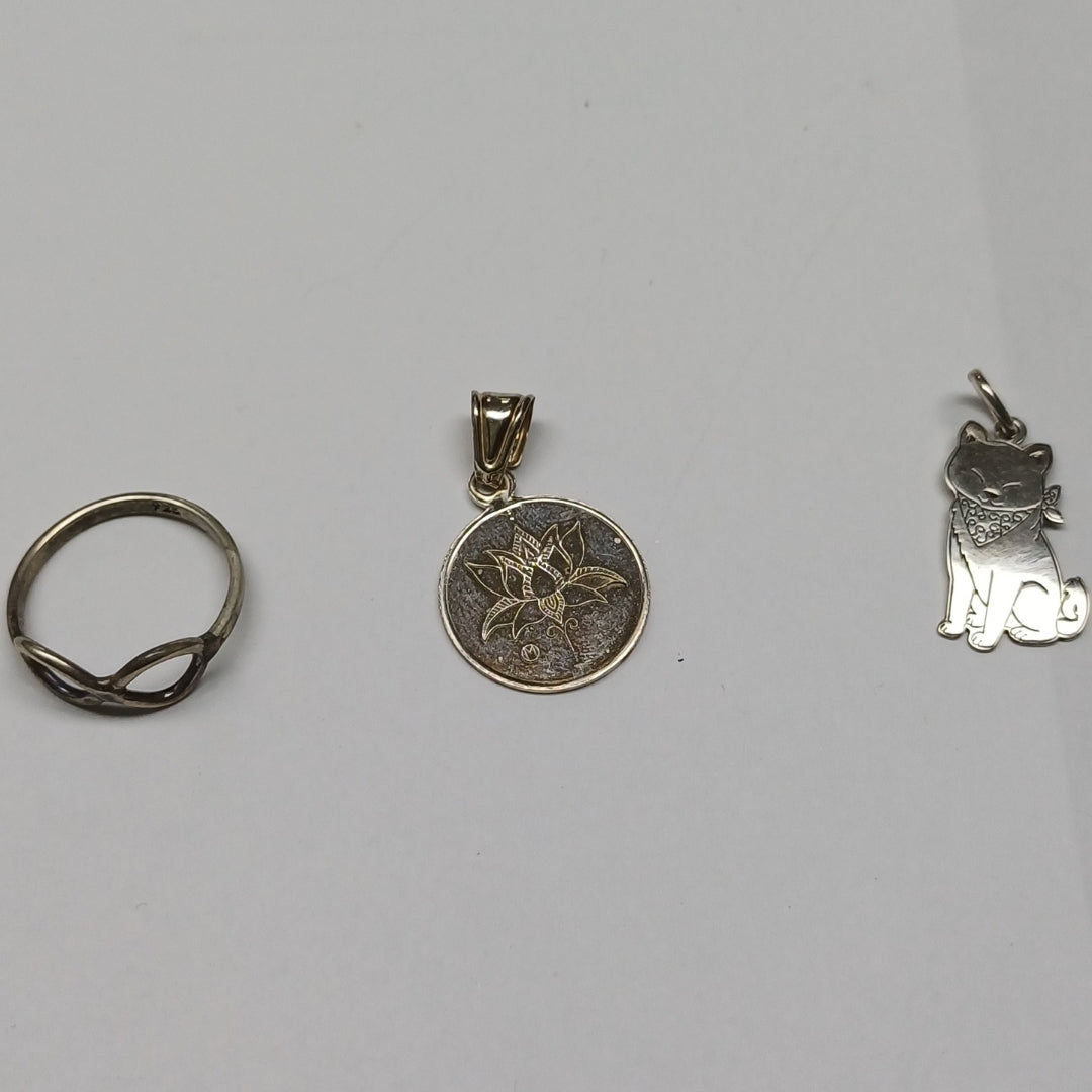 ANILLITO,ARRACADAS PAR,DIJE PLATA 11,00 GRMS (SEMINUEVO)