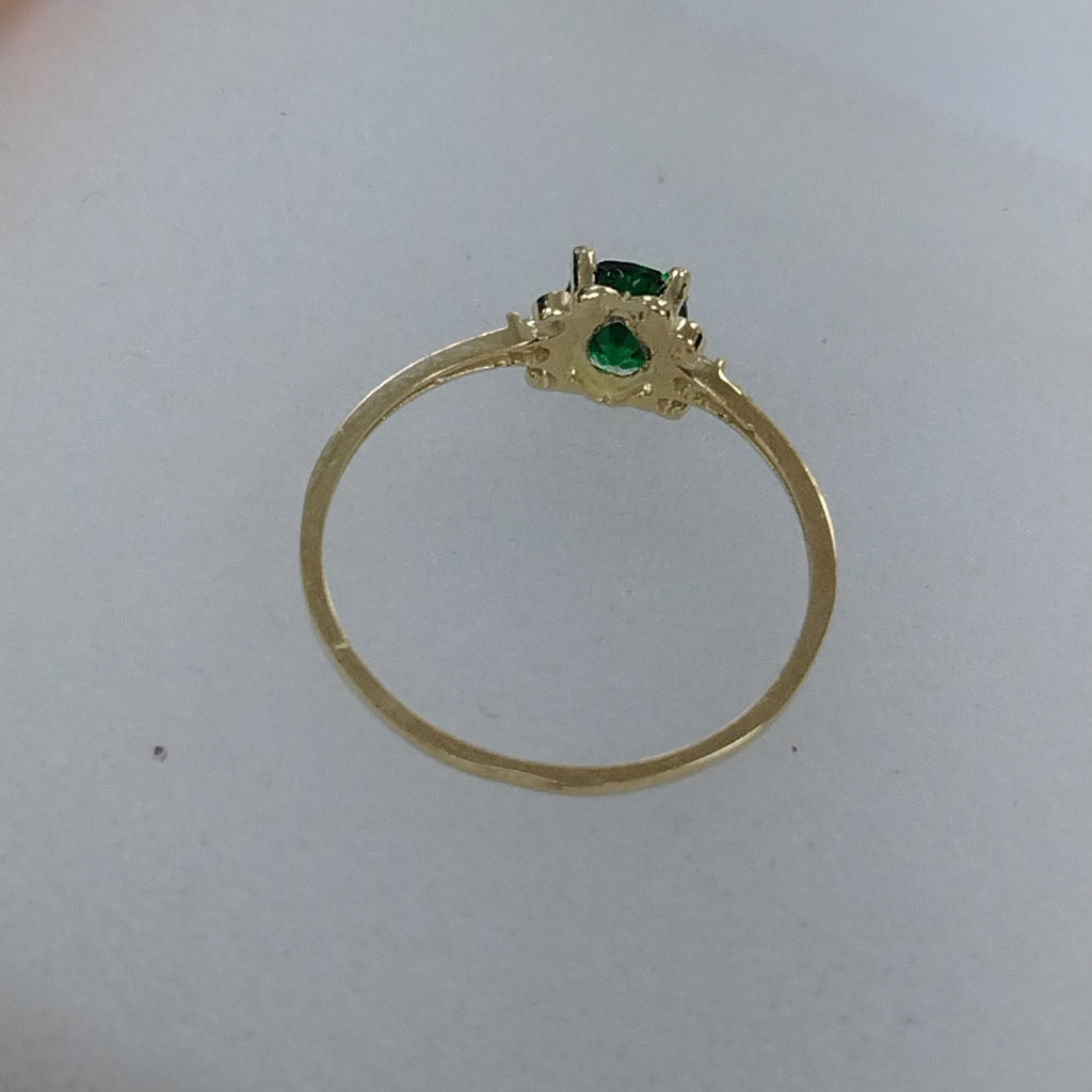 ANILLOS CON CIRCONIAS Y PIEDRA DE COLOR VERDE 14K TALLA 9 1.1 GR (NUEVO)