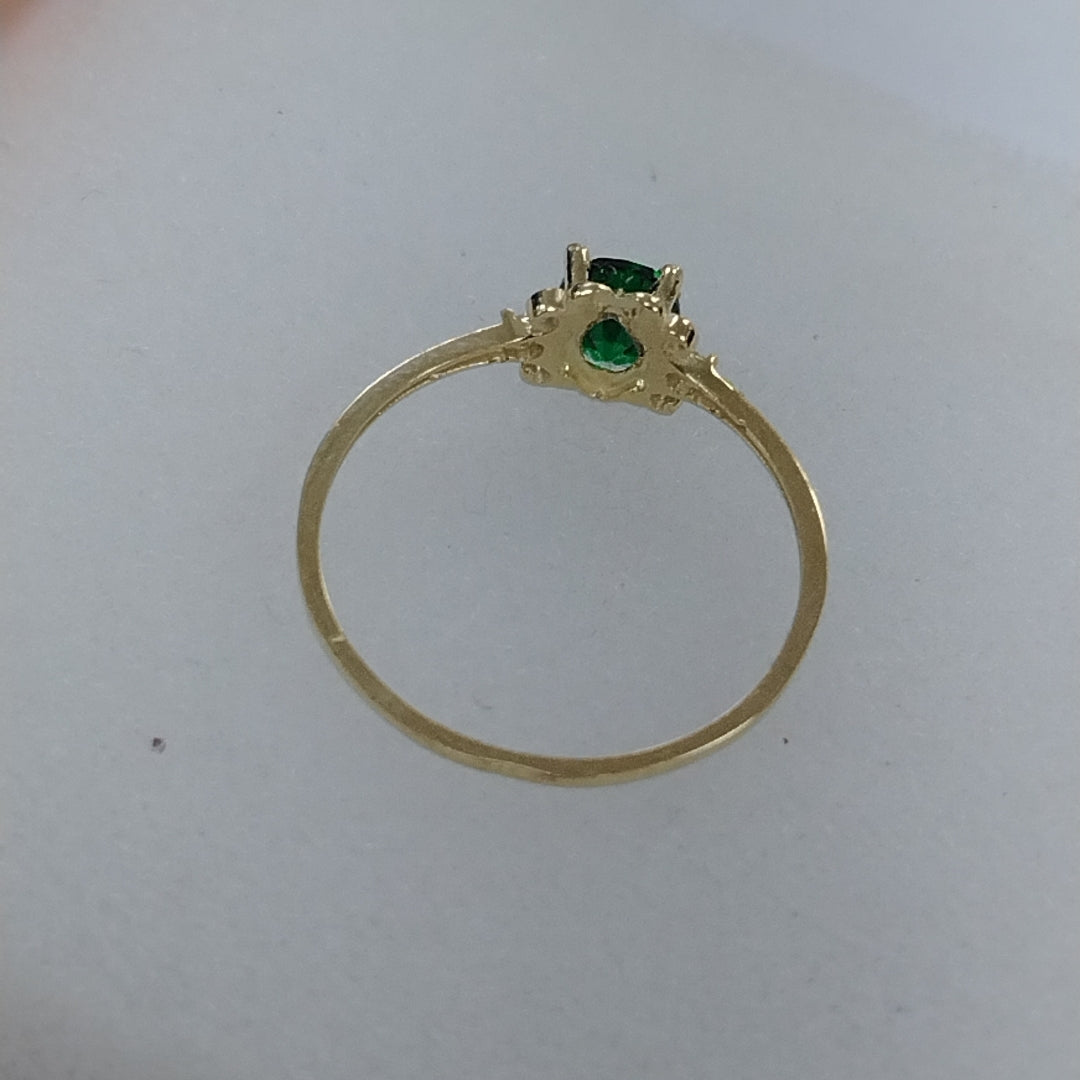 ANILLOS CON CIRCONIAS Y PIEDRA DE COLOR VERDE 14K TALLA 9 1.1 GR (NUEVO)