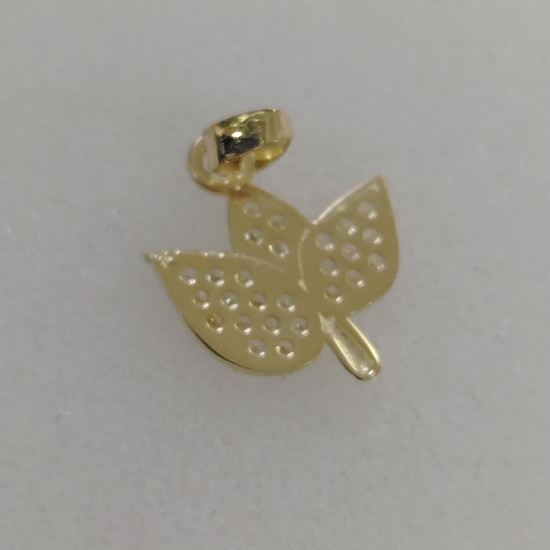 DIJE TEJIDO HOJAS CON CIRCONIAS 14K 1 GR (NUEVO)
